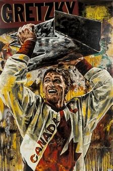 Wayne Gretzky Signed Stephen Holland Giclee on Canvas - Canada Cup (PSA/DNA)